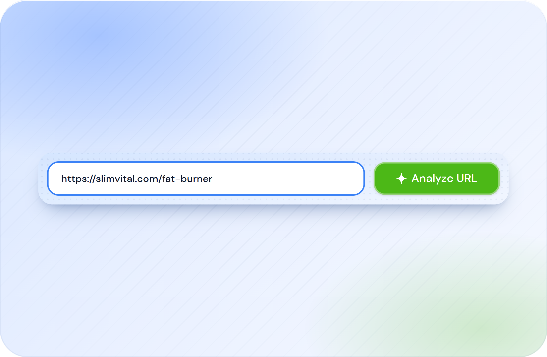 A landing page URL pasted into the Page Speed test with the Analyze URL button